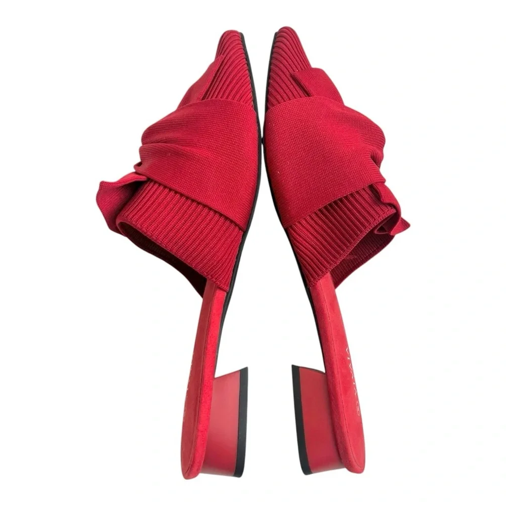 VIVAIA Ruby Red Pointed-Toe Knot Slides (Yaffa) - Picture 3 of 9